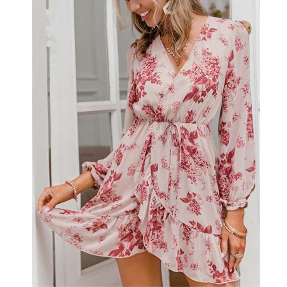Floral Print Long Sleeve Dress
